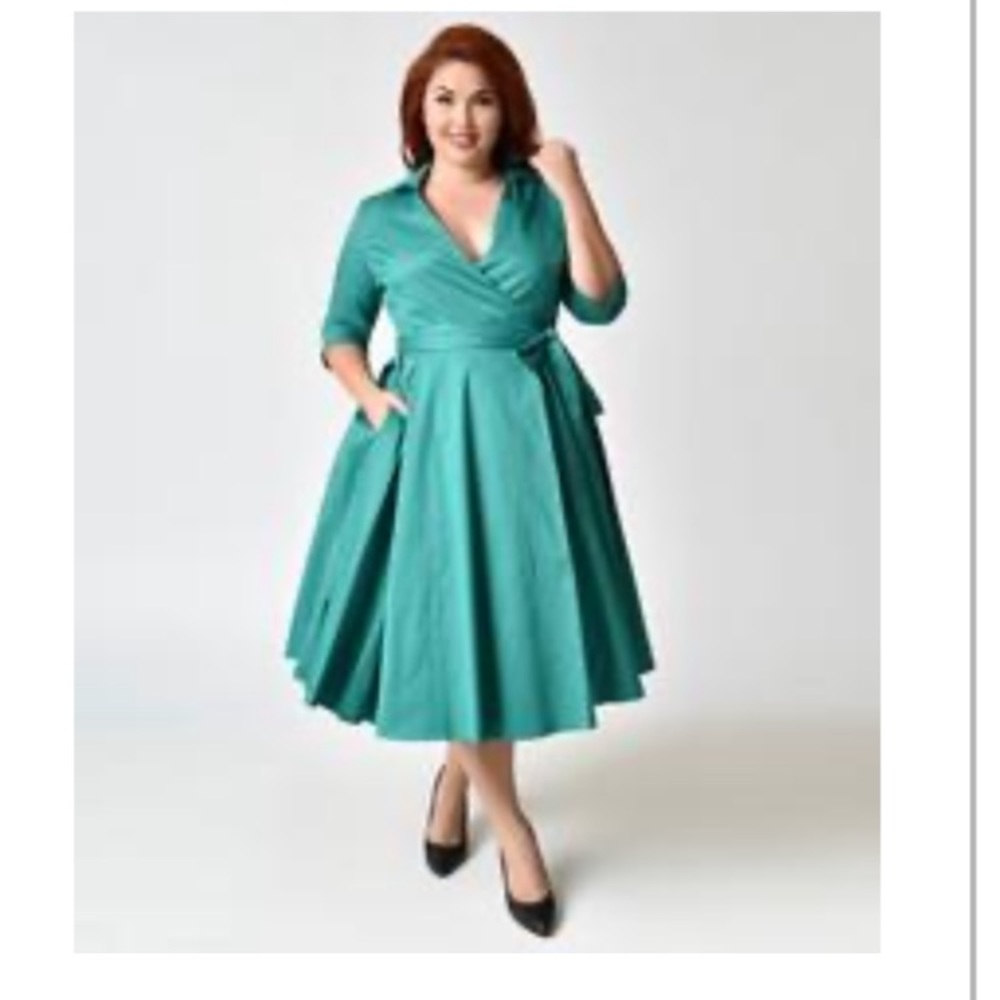 Emerald 1950's Wrap Dress- The Pretty Dress Co